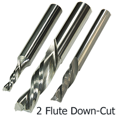 2 Flute Spiral Downcut  Solid Carbide